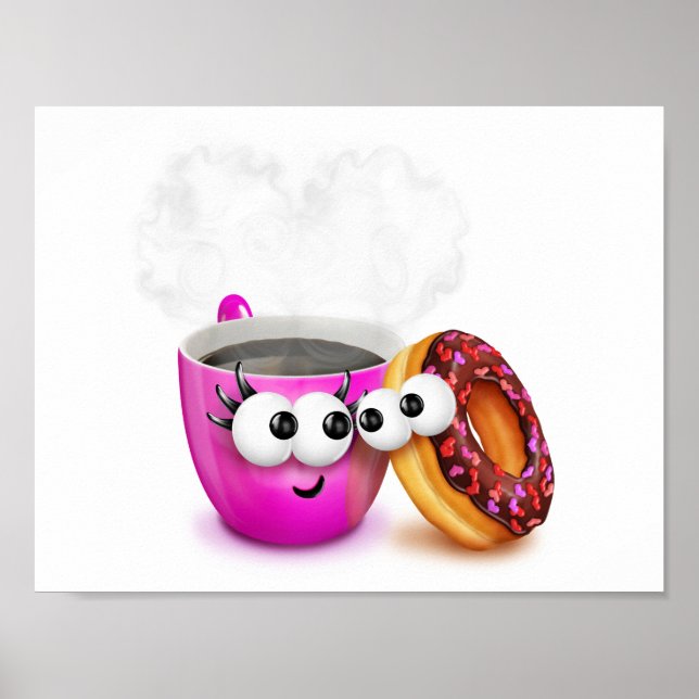 Hot Coffee And A Donut Poster (Front)