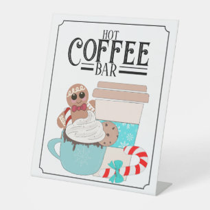 Hot Coffee Bar Pedestal Sign