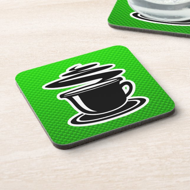 Hot Coffee; Green Drink Coaster (Left Side)