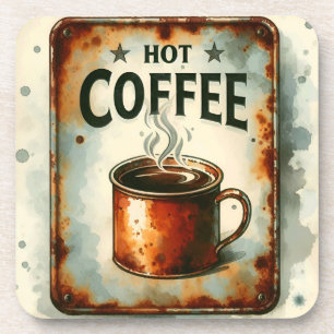 Hot Coffee Retro Tin Sign Beverage Coaster