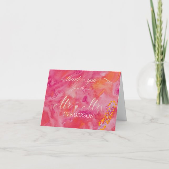 Hot Color Romantic Thank You Card (Front)