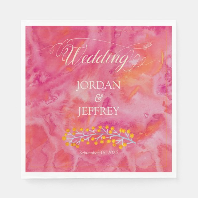 Hot Color Romantic Wedding Napkins (Front)