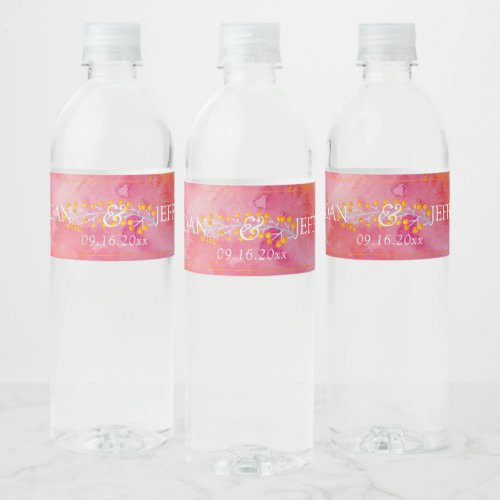 Hot Color Romantic Wedding Water Bottle Label