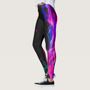 Hot Colorful Fire Flame Smoke  Leggings