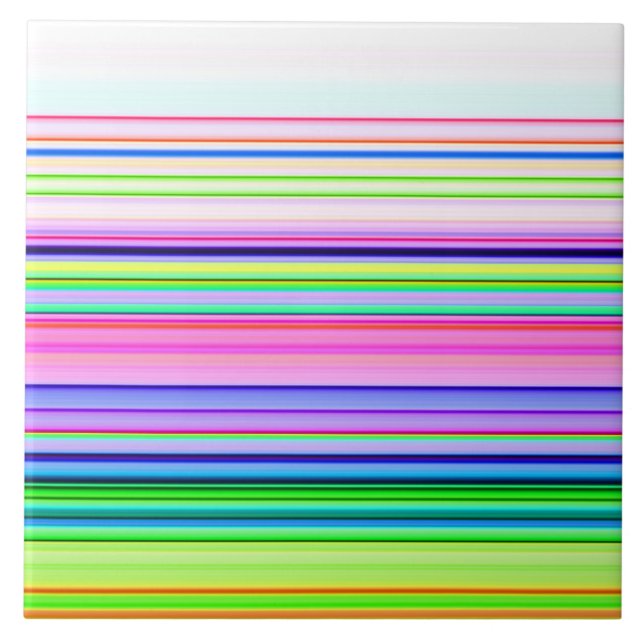 Hot colorful neon stripes ceramic tile (Front)