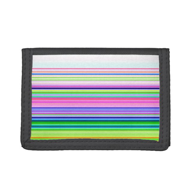 Hot colorful neon stripes trifold wallet (Front)