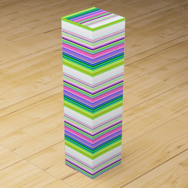 Hot colorful neon stripes wine box (Front)