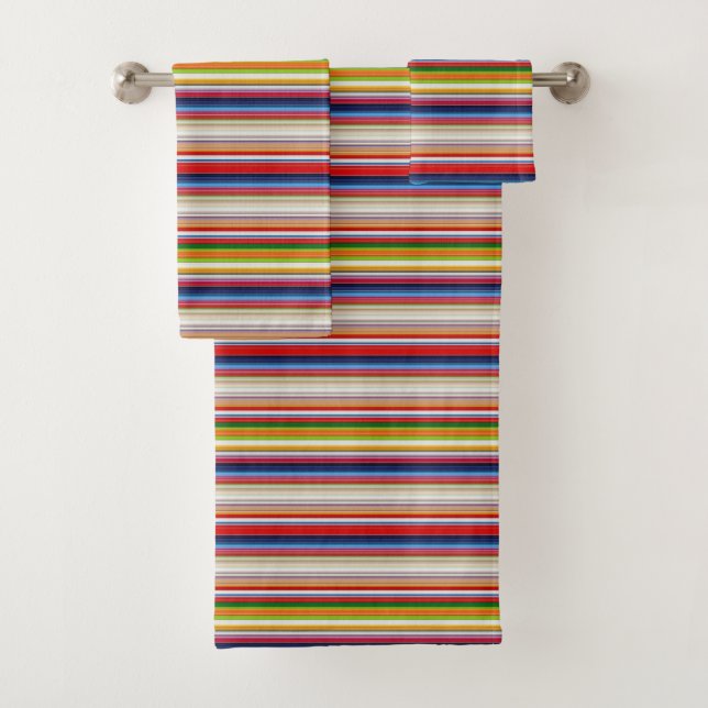 Hot colorful stripes bath towel set (Insitu)