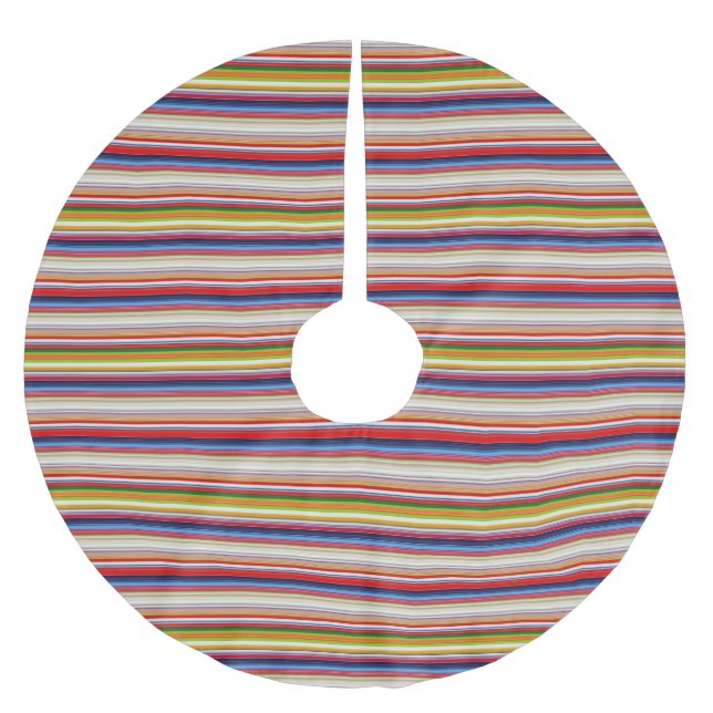 Hot colorful stripes brushed polyester tree skirt (Front)