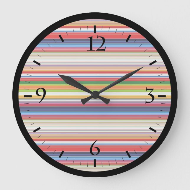 Hot colorful stripes large clock (Front)