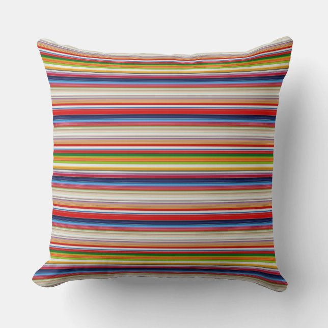 Hot colorful stripes throw pillow (Front)