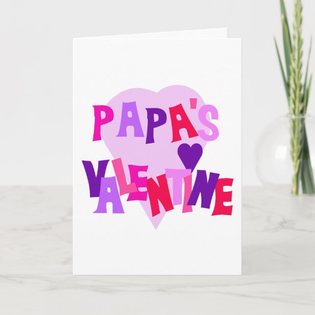 Hot Colors Heart Papa's Valentine Holiday Card (Front)