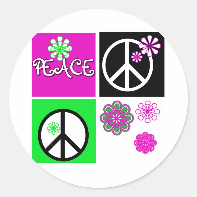 Hot Colors Peace Classic Round Sticker (Front)