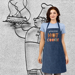 Hot Cookie Alphabet Faux Denim Apron