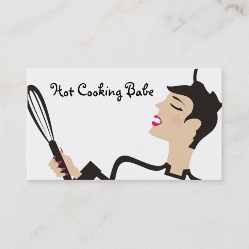 Customizable hot cooking babe woman chef baker business card...