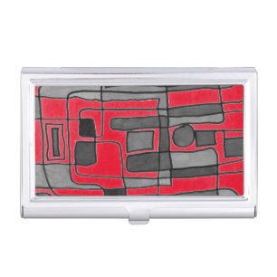 Hot & cool rectangular stripes with circle accent business card case