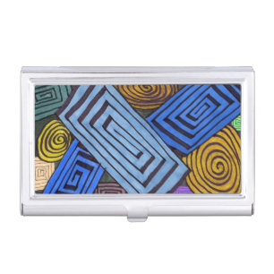 Hot & cool rectangular stripes with circle accent  business card case