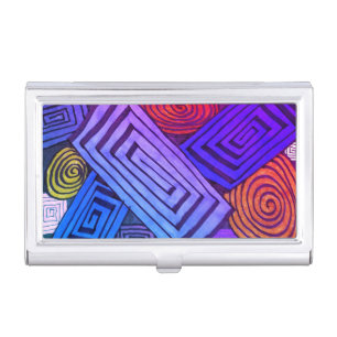 Hot & cool rectangular stripes with circle accent business card case