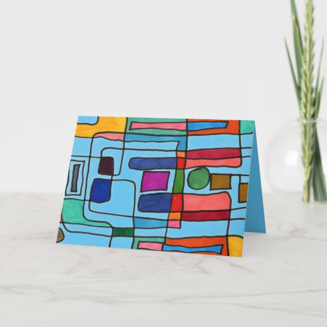 Hot & cool rectangular stripes with circle accent card (Front)