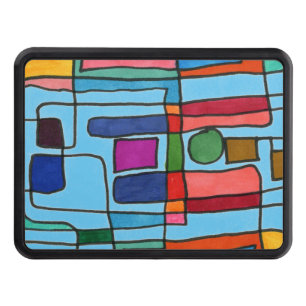Hot & cool rectangular stripes with circle accent hitch cover