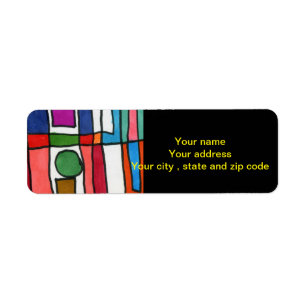 Hot & cool rectangular stripes with circle accent label