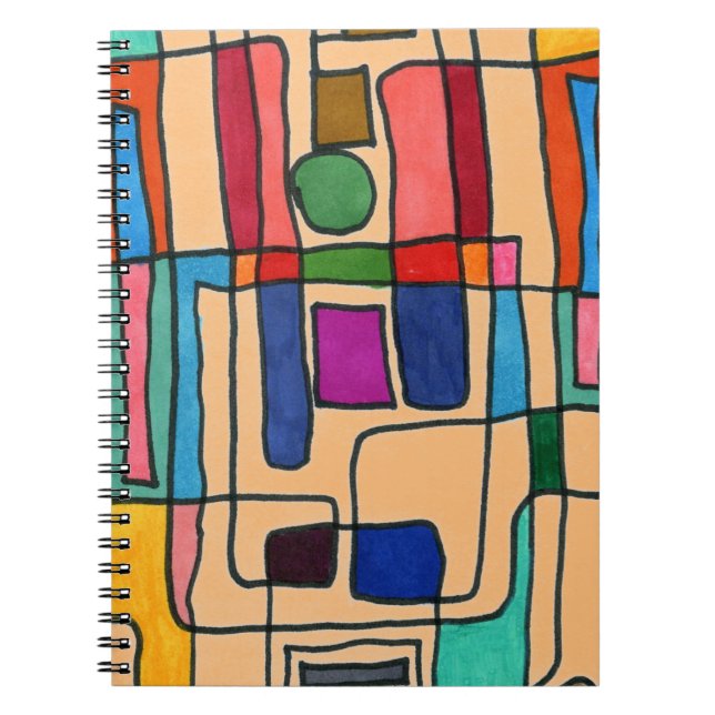 Hot & cool rectangular stripes with circle accent notebook (Front)