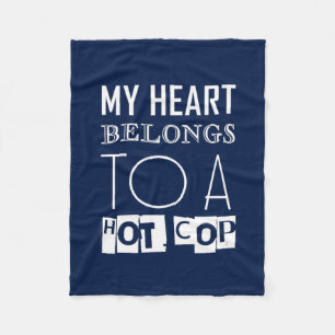 "HOT COP" COOL POLICE OFFICER TYPOGRAPHY GIFT FLEECE BLANKET