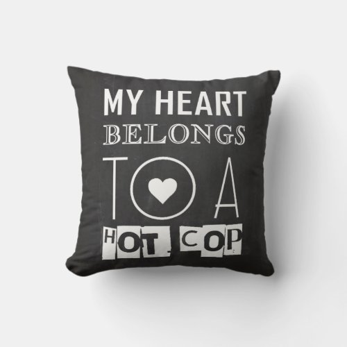 HOT COP COOL POLICE OFFICER TYPOGRAPHY GIFT THROW PILLOW