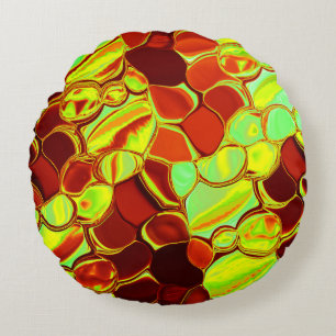 Hot coral pieces, circles and rounded off formats round pillow