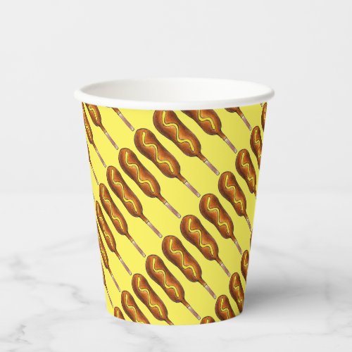 Hot Corn Dog Corndog Yellow Mustard Junk Food Paper Cups