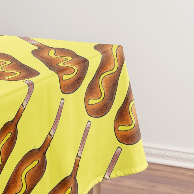 Hot Corn Dog Corndog Yellow Mustard Junk Food Tablecloth (In Situ)