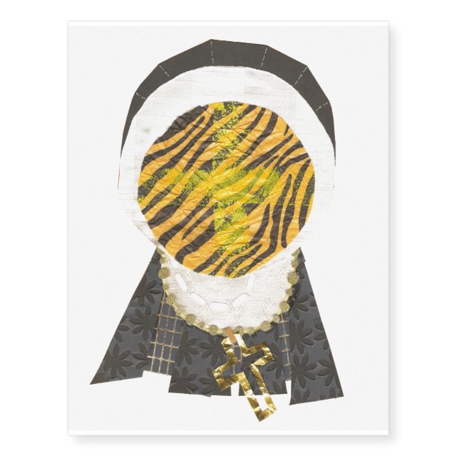 Hot Cross Bun Nun No Background Temporary Tattoo (Front)