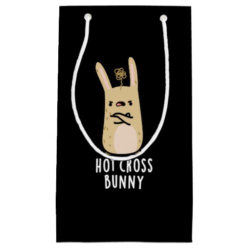 Hot Cross Bunny Funny Angry Rabbit Pun Dark BG Small Gift Bag