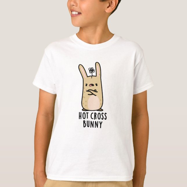 Hot Cross Bunny Funny Angry Rabbit Pun  T-Shirt (Front)