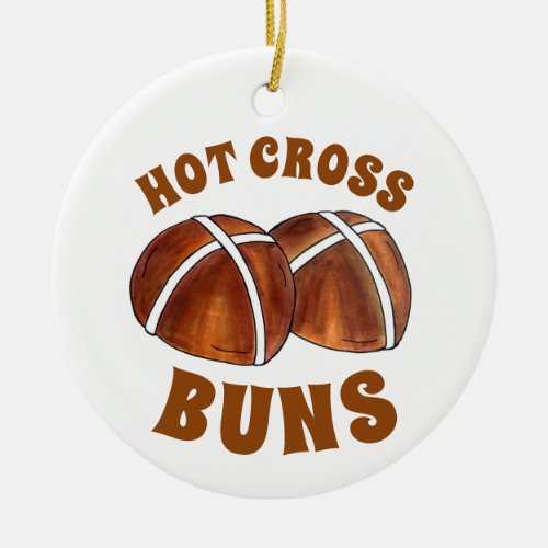 Hot Cross Buns British Food Baking Pastry Bakery Ceramic Ornament