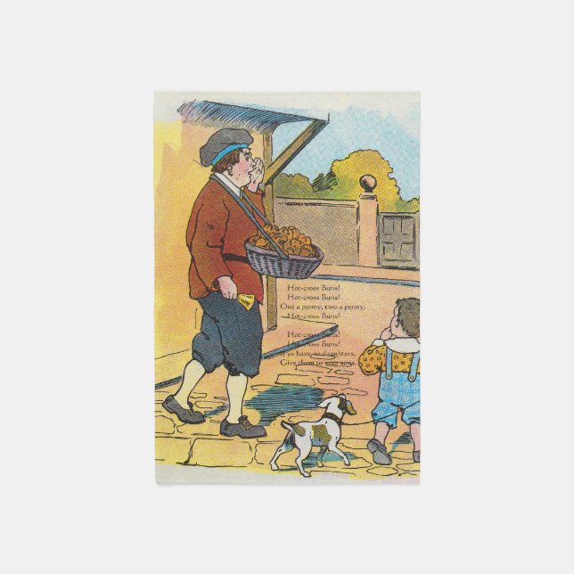 Hot-cross Buns, Mother Goose Nursery Rhyme Picture Rug (Front (Vertical))