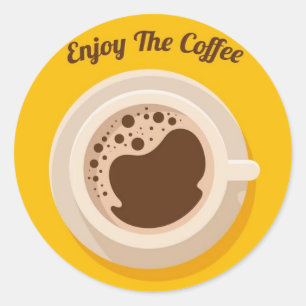 Hot Cup Coffee Design Paper Shop Drink Classic Round Sticker