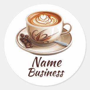 Hot Cup Coffee Shop Cafe Business Classic Round Sticker