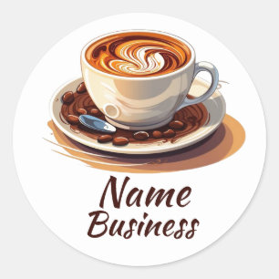 Hot Cup Coffee Shop Cafe Business Classic Round Sticker