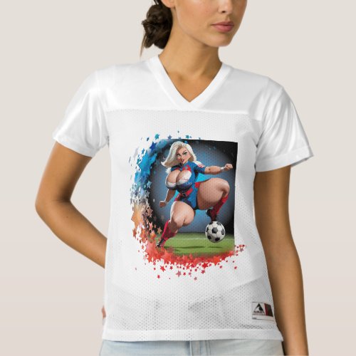 Hot Curvy Blond Soccer Player Womens Football Jersey