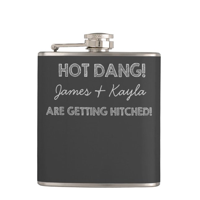 Hot Dang Chalkboard Wedding Hip Flask (Front)