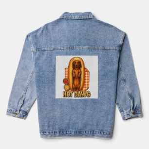 Hot Dawg Funny Dachshund Hot Dog Parody Cute Dog  Denim Jacket