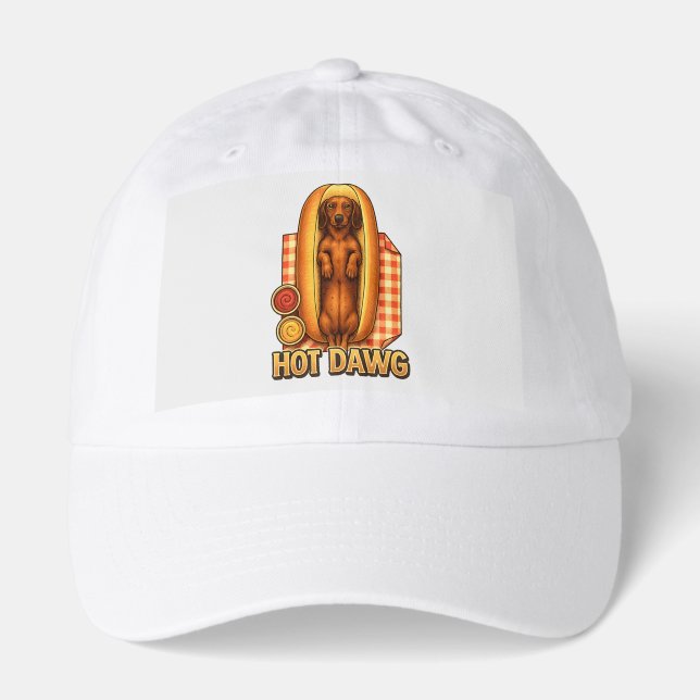 Hot Dawg Funny Dachshund Hot Dog Parody Cute Dog  Hat (Front)