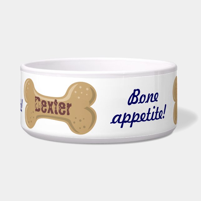 Hot Diggity_Bone Appetite_personalized Dog Bone 2 Bowl (Front)