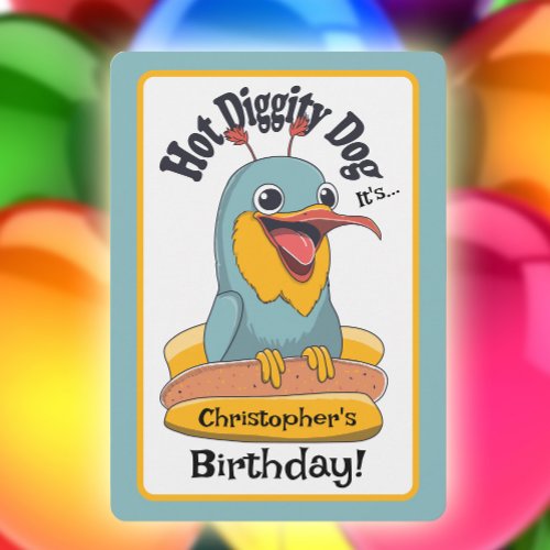 Hot Diggity Dog Crazy Bird Kid Birthday Party Wild Invitation