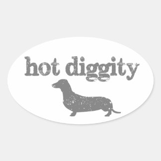 Hot Diggity Dog Decal Oval Sticker