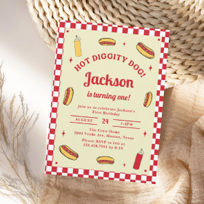 Hot Diggity Dog Hot Dog First Birthday Invitation