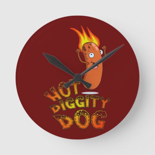 Hot Diggity Dog Wall Round Clock