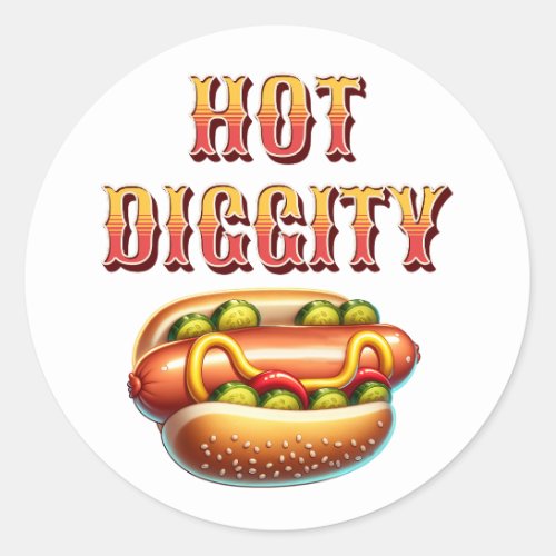 Hot Diggity  Retro Hot Dog  Classic Round Sticker
