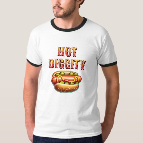 Hot Diggity  Retro Hot dog  T_Shirt